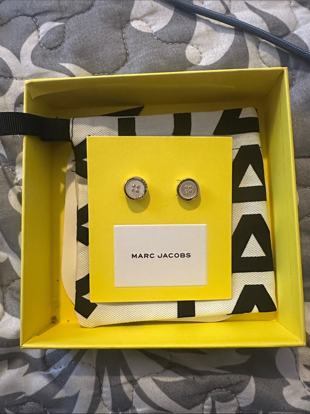 Marc Jacobs Silver Button Cufflinks with Black & White Accent